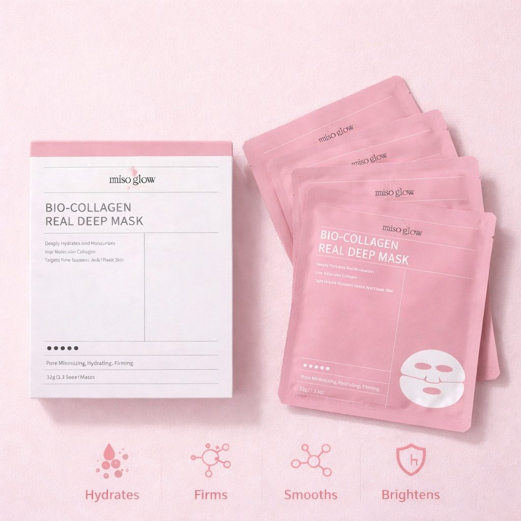 Miso Glow Bio-Collagen Real Deep Mask Box of 4 Hydrogel Sheet Mask